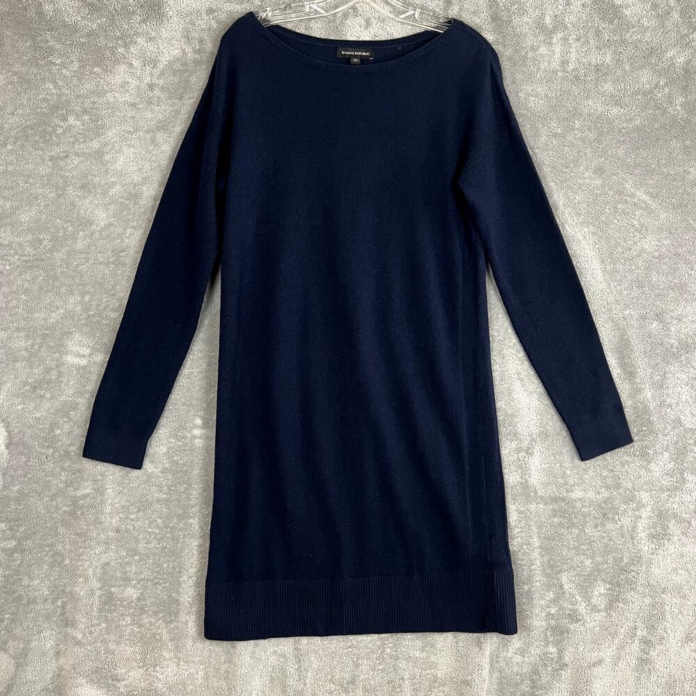 Banana Republicâ Sweater Dress Womens M Navy Cashmere Boat Neck NWT Parksville